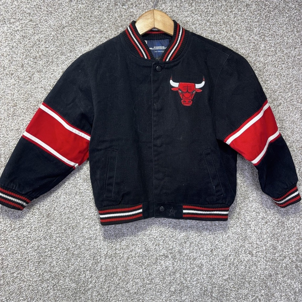 Chicago Bulls Jacket Boys 7 Black NBA Basketball JH Design Varsity Coat